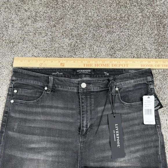 Liverpool Jeans Womens 16/33 Gray Cropped Flare Stretch Denim Chic NEW - Picture 6 of 16